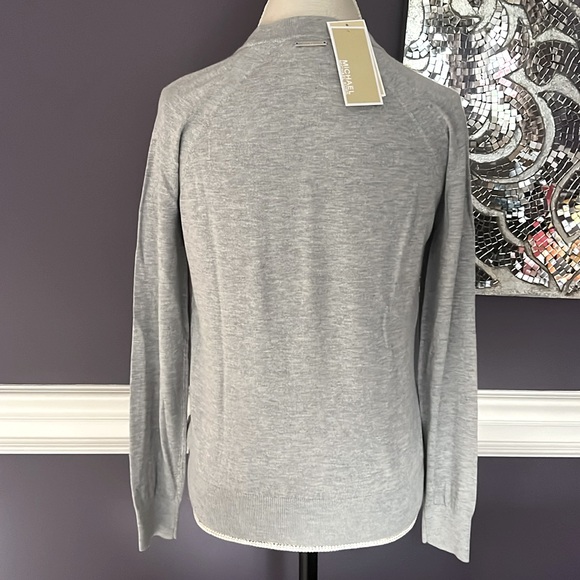 NWT MK Gray Knitted Sequin Front Ladies Sweater, Size Small - Picture 3 of 5